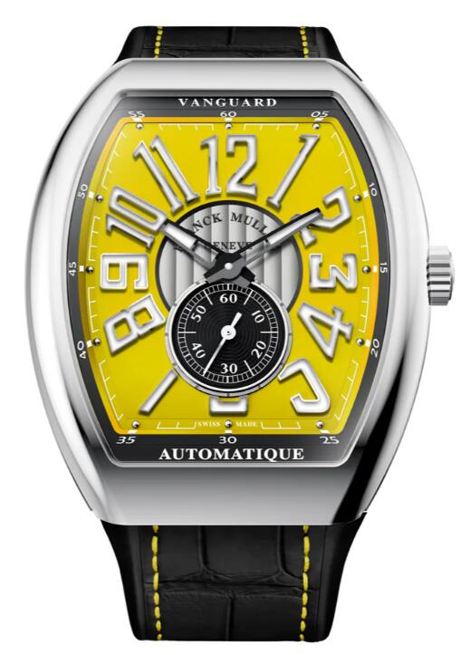 Franck Muller Vanguard Slim Vintage Color Steel Yellow V 41 S S6 AT FO REL VIN AC JA Replica Watch